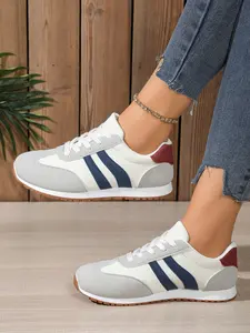 Women's Sporty Lace-Up Running Shoes, Casual Breathable Comfort Sneakers, Workout Sneakers, Round Toe Daily Wear Athletic Footwear for Women