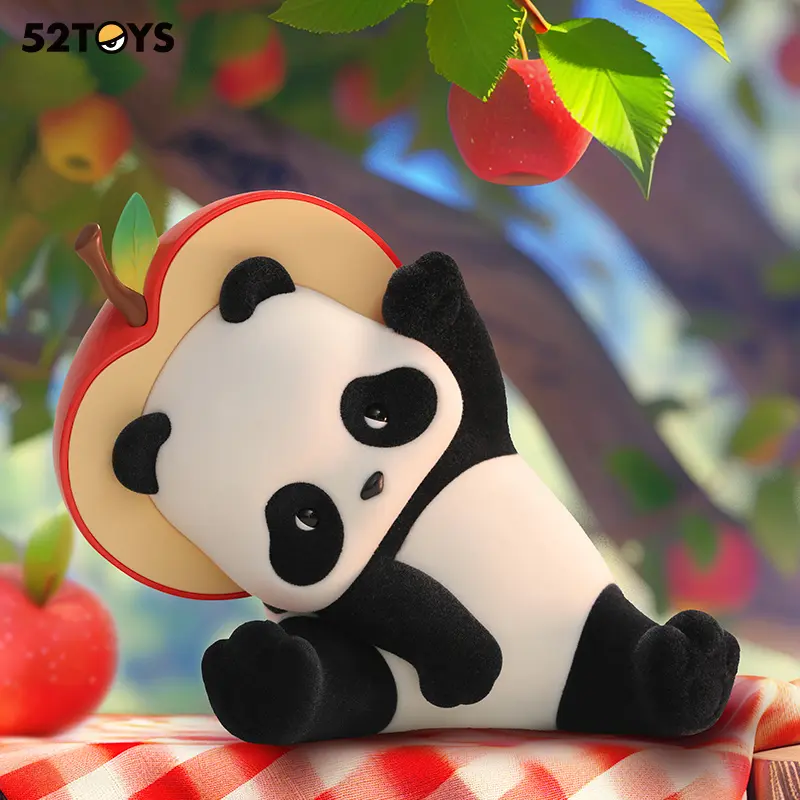 52TOYS Panda Roll Limited Edition Small-minded Panda with Apple Hat Kawaii Creative Gift Room Decor Desktop Decoration Gift for Birthday Party Stuffed Animal Weighted Stuffed Animals