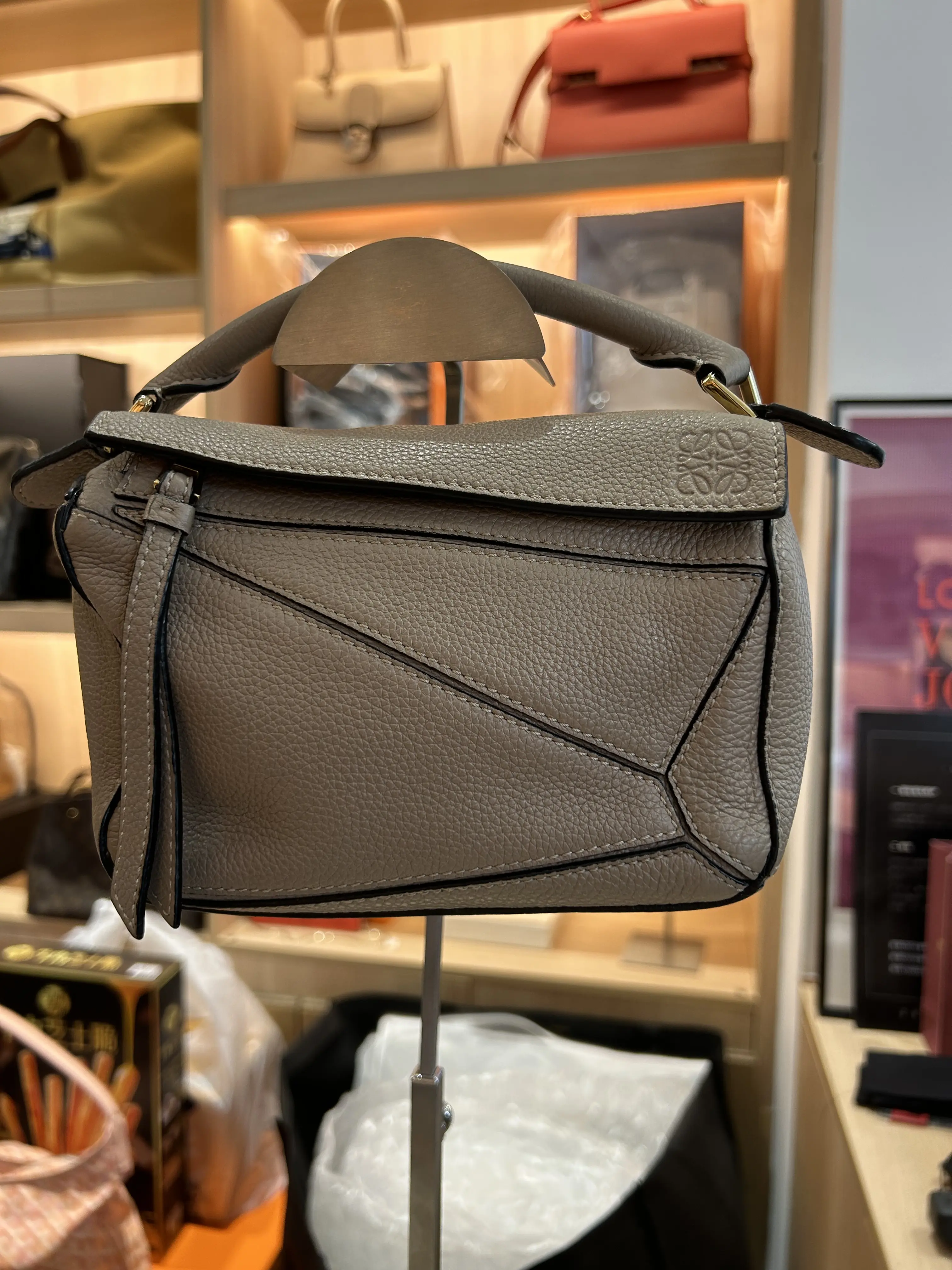 Pre-owned Loewe Puzzle Mini Leather Bag Gray