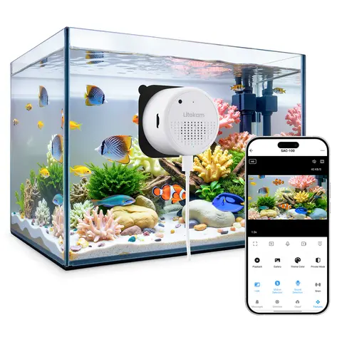 Litokam Ultra HD 2 Aquarium-Terrarium Pet Camera - Magnet Mount/Peel Stick Install, Close Focus Lens, 2.4GHz & 5GHz WiFi, Auto Focus, 24/7 Recording, Micro SD Compatible, Easy Sharing, Remote View, Instant Phone Alerts, Motion Alert for Reptiles