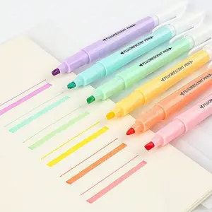 6pcs Highlighters Pen, Assorted Pastel Colors Chisel Tip, Aesthetic Highlighter Marker Set, Water Based, No Bleed For Journal Bible Planner Notes Adults Kids Students Office School Supplies( 6 Cool Color) Back To School