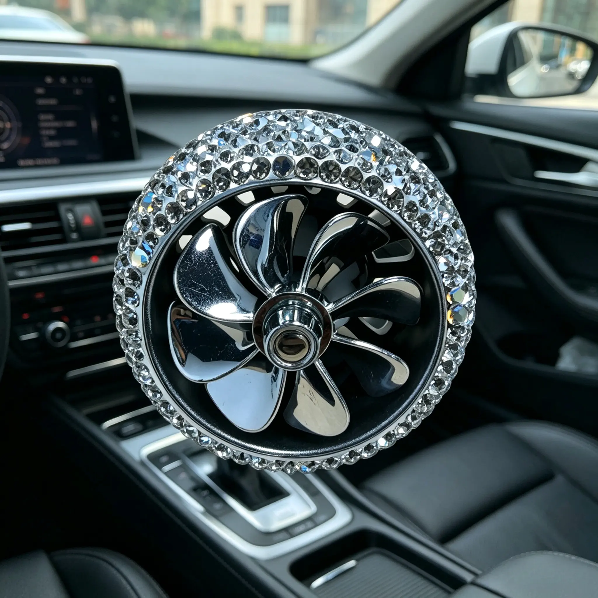Luxury Bling Rhinestone Car Air Vent Rotating Fan Air Freshener - Auto Propeller Diffuser Ornament with Fragrance Boost, Odor Control, Interior Decor Gift Option creator