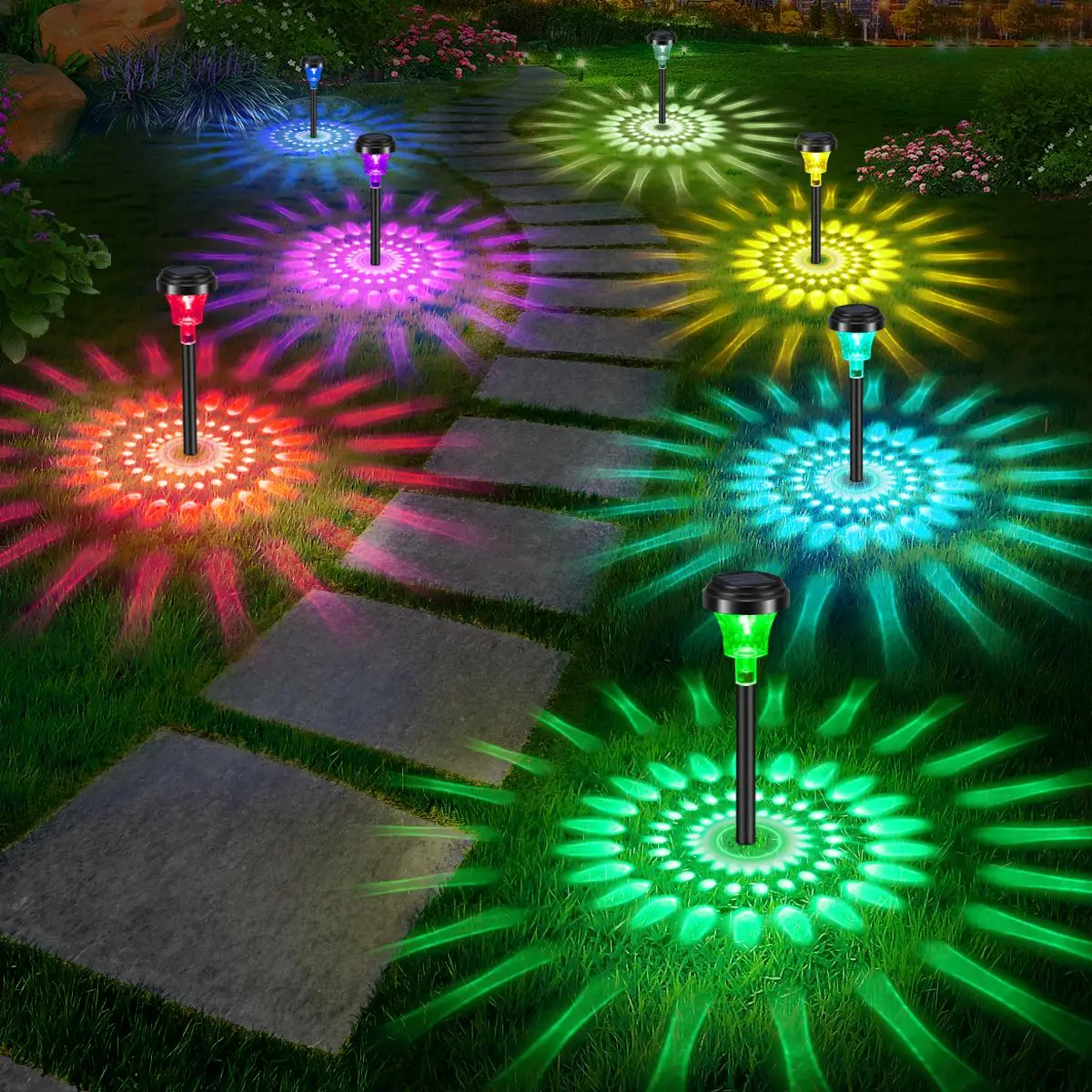 Solar Powered Outdoor Courtyard Light, Waterproof LED Solar Pathway Lamp, Decorative Lights for Garden Walkway Backyard Lawn