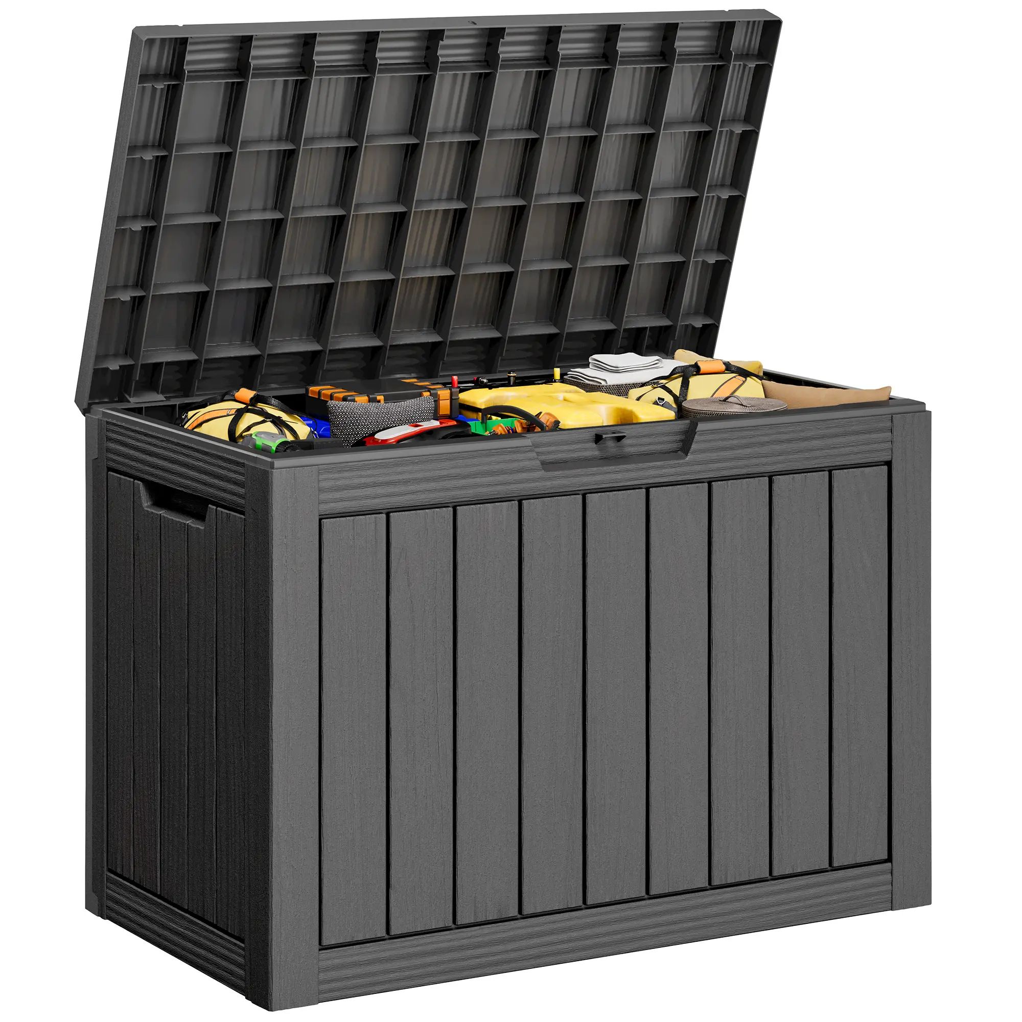Summervibes LHBCraft 45 Gallon Black Outdoor Storage Deck Box , Lockable Outdoor Storage Box for Patio Cushions Storage Furniture,Garden Tools, Pool Supplies, Weatherproof and UV Resistant,
