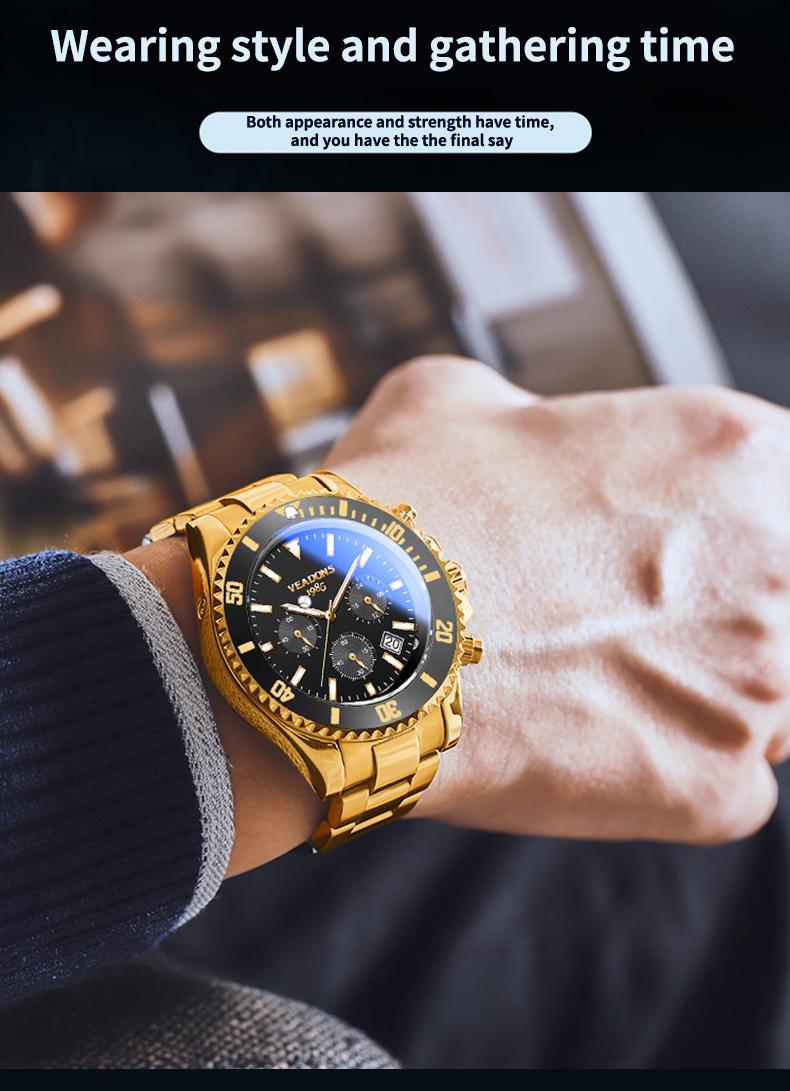 【Jumpstart sale】Men's  Luxury Dress Watch Business Fashion VALENTINE'S DAY GIFT  Quartz Watch Multifunctional wristwatch Chronograph QuartzMovement Luminous Date WaterResistant Boss Wristwatch for Party DailyWear Birthday Gift with Box