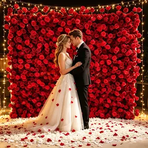Artificial floral wall backdrop for weddings, proposal room decor, reception party decoration, bridal shower backdrop, birthday celebration, engagement event, luxury faux flower panel, picture-perfect photo booth background, easy assembly reusable decor