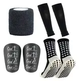 Outdoor Sports Socks Set, 7 Counts/set Non-slip Sports Running Socks & Sock Cover & Bandage & Mini Leg Guards, Professional Football Equipment Set, Training Tools, Grip Socks Sports Athletic Socks Football Accessories,sohochic