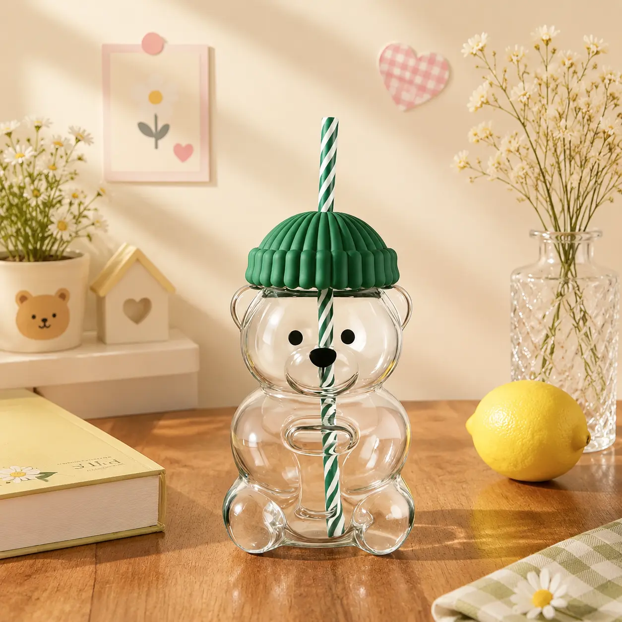 Strawberry Bear Cup Limited Edition Glass Cup gift Original Bearista bear Glass Cold Cup