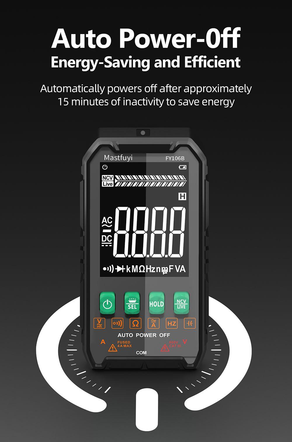 FY106 Smart Multimeter Mini Digital Multimeter 3999Counts Auto-Ranging CAT III 600V Professional Voltage Multimeter Multimeter Test Leads Multimeter Tester FY106 Smart Multimeter Mini Digital Multimeter 3999Counts Auto-Ranging CAT III 600V Professional Voltage Multimeter Multimeter Test Leads Multimeter Tester