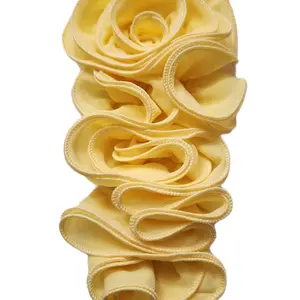 Patch Party Club, YELLOW Satin Rose Appliqué Size 10 Sew-on Luxe Layered Petal Embellishments for Couture Crafting Fashion DIY Perfect for Jackets Hoodies Shoes and More
