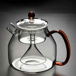 1.2L Thickened Borosilicate Glass Tea Pot Short Spout Kettle for Boiling & Steaming Tea Flower Tea Pot loose leaf maker brewer glassteapot