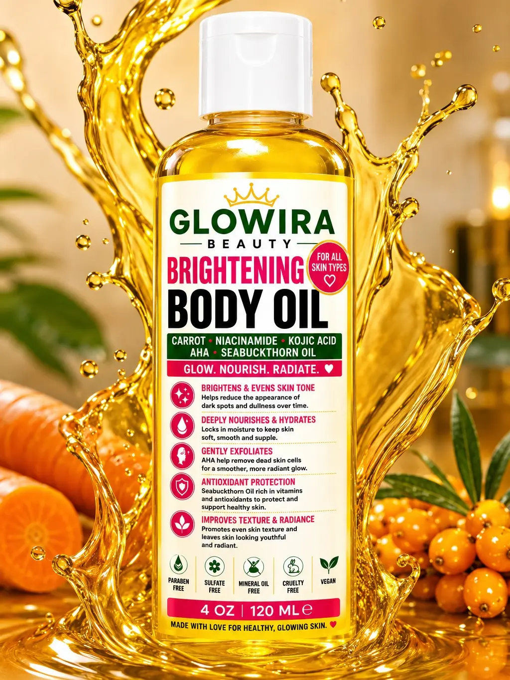 Glowira Brightening Body Oil - Beauty & Personal Care Bath & Body Massage Oil Body Moisturizing Oil Body Care