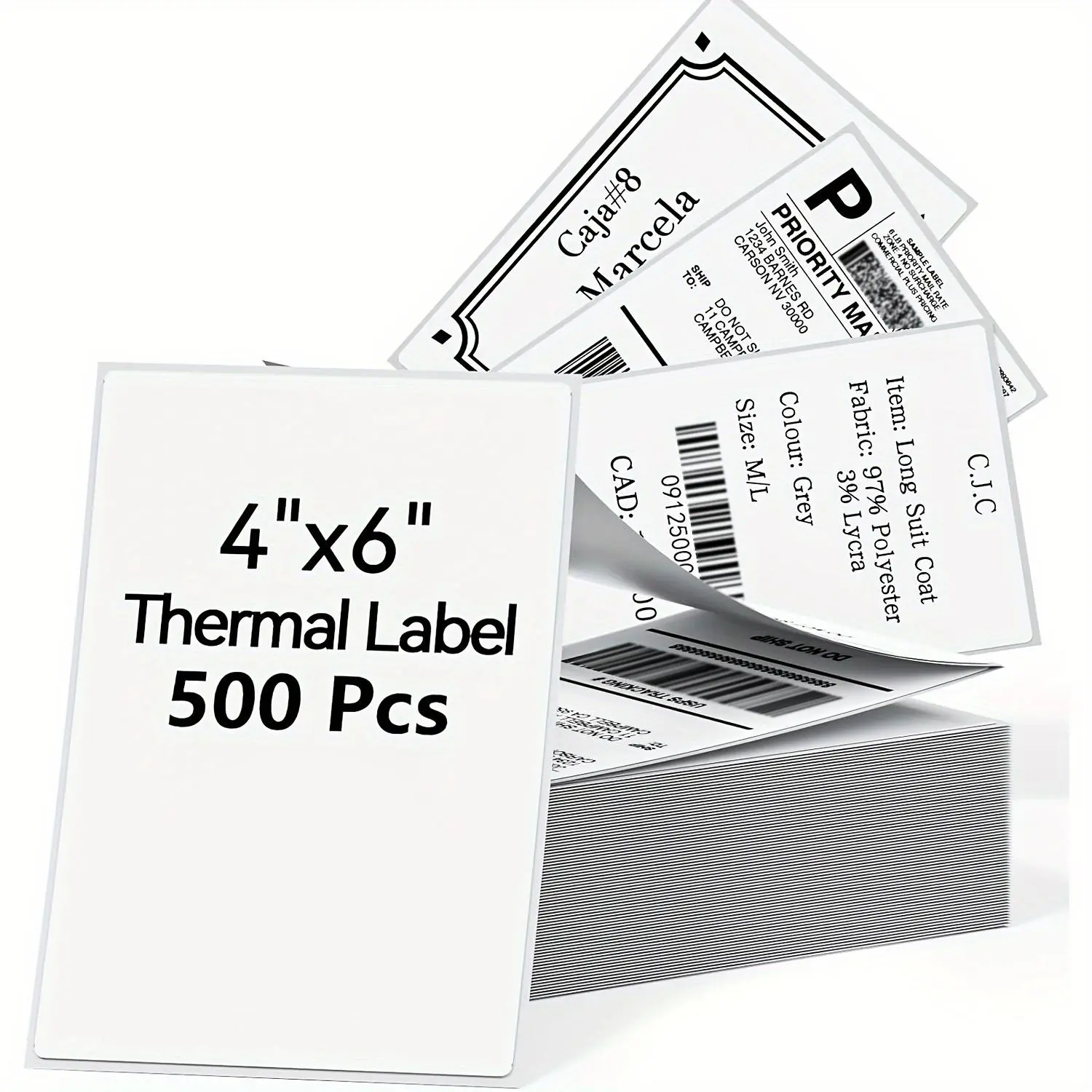 Phomemo Genuine Thermal Labels for 241-BT & PM64D, 2×2" Circle & 4×6" Fanfold Shipping Labels, Self-Adhesive Direct Thermal Labels