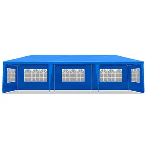 10'x30' Outdoor Party  with 8 Removable Sidewalls, Waterproof Canopy Patio Wedding Gazebo, Blue tent telescope