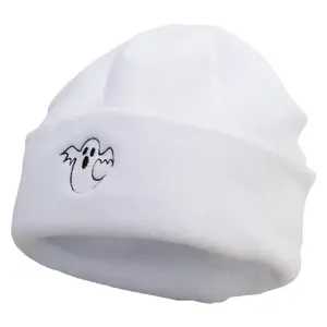 Halloween Ghost Embroidered Big Size Reversible Micro Fleece Cap
