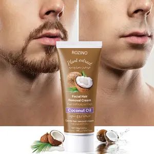 ROZINO Men's Coconut Oil Gentle Hair Removal Cream Plant-Based Formula Suitable for Coarse Hair Multi-Part Applicable 100g