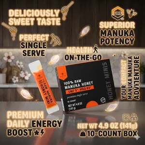 Nate's Manuka Honey Minis - 10 count Single-serve, Pure Manuka Honey - MGO 83+ | UMF 5+ Certified - 10 Single-Serve Packets for On-the-Go Daily Wellness