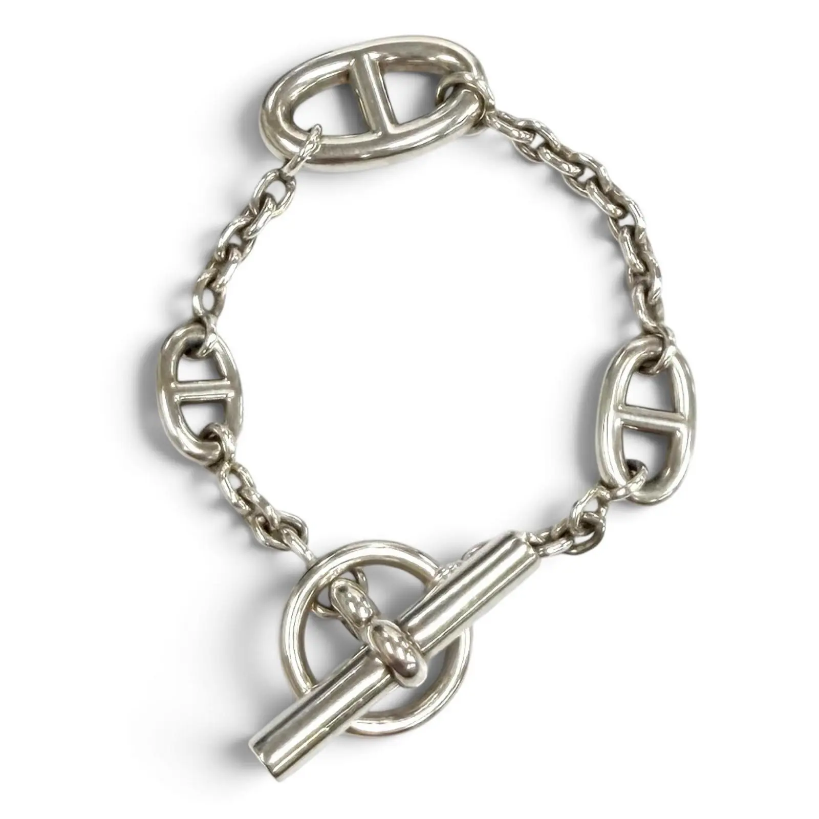 Pre-owned HERMÈS Sterling Silver 925 (Ag925) Small Leather Goods Hermes Farandole AG925 Bracelet