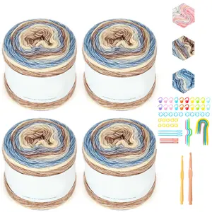 4 Rolls Crocheting Knitting Yarn Fairyland Cake Yarn for Crocheting Ombre Yarn with Vibrant Colors for Scarves, Shawls, Blankets, and Garments
