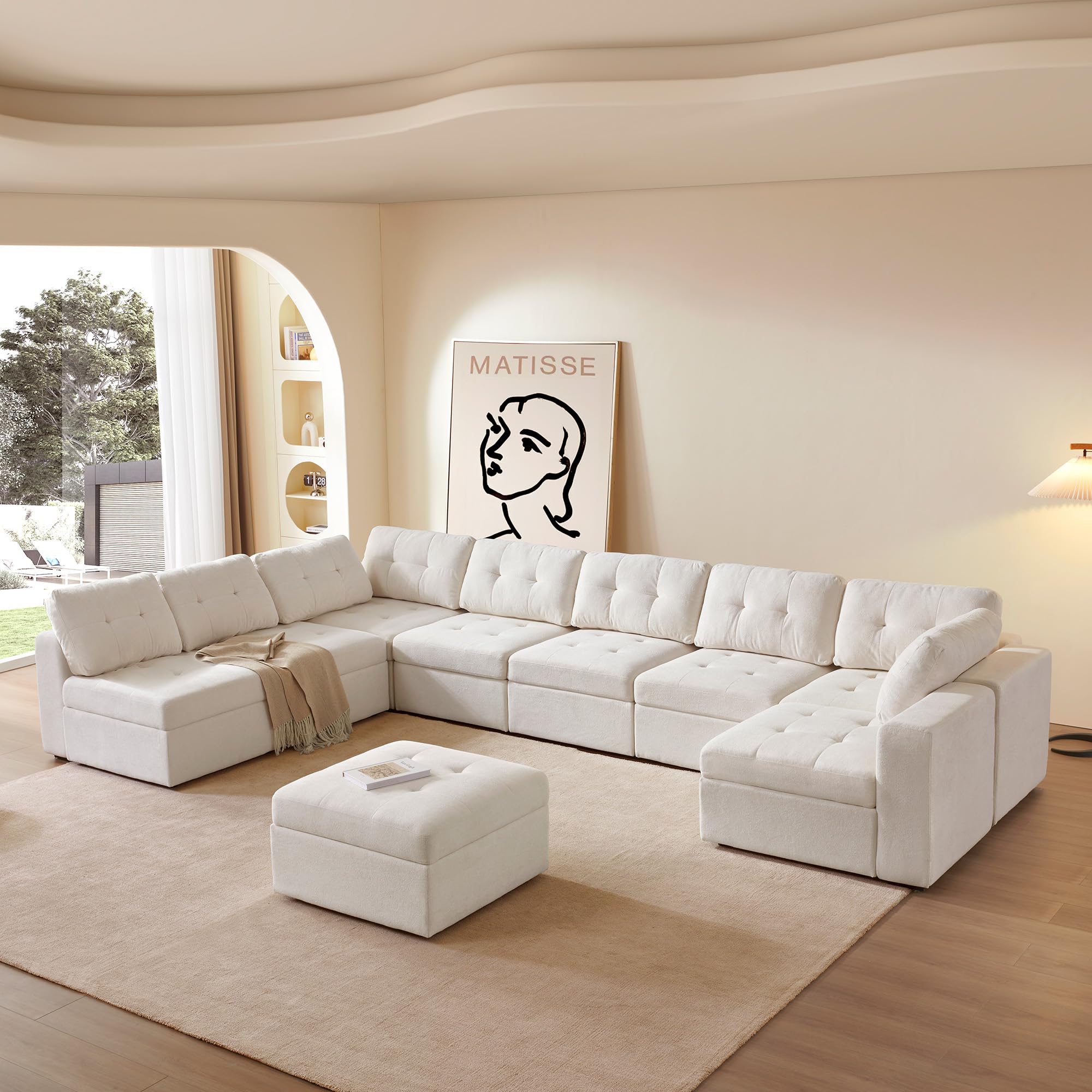 Giratree Oversize Modular Sectional Couch, Convertible U Shaped Sofa with Storage, 9 Seater Sofa Modular with Ottomans and Reversible Chaise for Living Room, Office