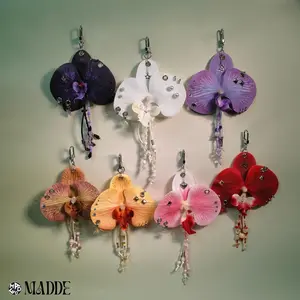 [NEW] Handmade Orchid Flower Keychain – Floral Bag Charm & Key Accessory
