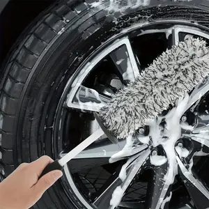 1 piece Car Wash Super Brush Car Detailing Brush Plush Premium Wheels Brush Non-Slip Handle Car wheel rim cleaning brush，Car Accessories， Car Cleaning Supplies， car wheel rim cleaning brush（Black）