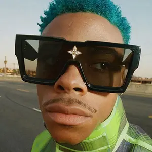 TRENDING Shield Sunglasses  | Oversized Frame w/ Rhinestone Bling & Gold Studs | Men's Statement Sun Glasses | Summer Hype MensFashion Sunglassesperfect  sunglasses