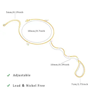 Tewiky Dainty Hand Chain Bracelet For Women|Waterproof Ring Chain Body Jewelry Simple Cute Daily Bracelet