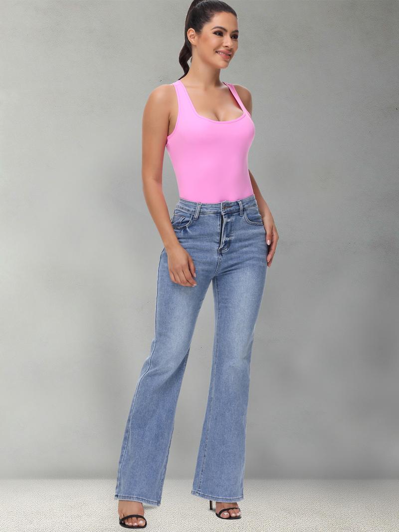 Women's Backless Bodysuit,Sleeveless Spandex Design Cute Solid Color - Soft Stretch for Workout/Beach/Yoga