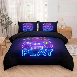 Game Controller Pattern Bedding Set, 1 Count Comforter & 1/2 Counts Pillowcase without Filler, Soft Comfortable Bedding Set for Home Bedroom