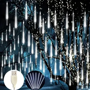 Christmas Outdoor Meteor Lights, Led Star Light, USB Powered Garden Fairy Lights with 192 LEDs, Outdoor Twinkle Lights, Party Lighting Decoration, IP54, Trees, Parties, Roof Decoration, Weddings, Christmas Ornaments