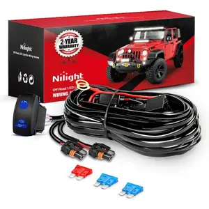 Nilight 16AWG Wire Harness Kit 12V Heavy Duty 5PIN Rocker Switch Relay Blade Fuse Socket Connector For H11 H9 H8 886 889 892 PGJ13 Fog Light Bulbs