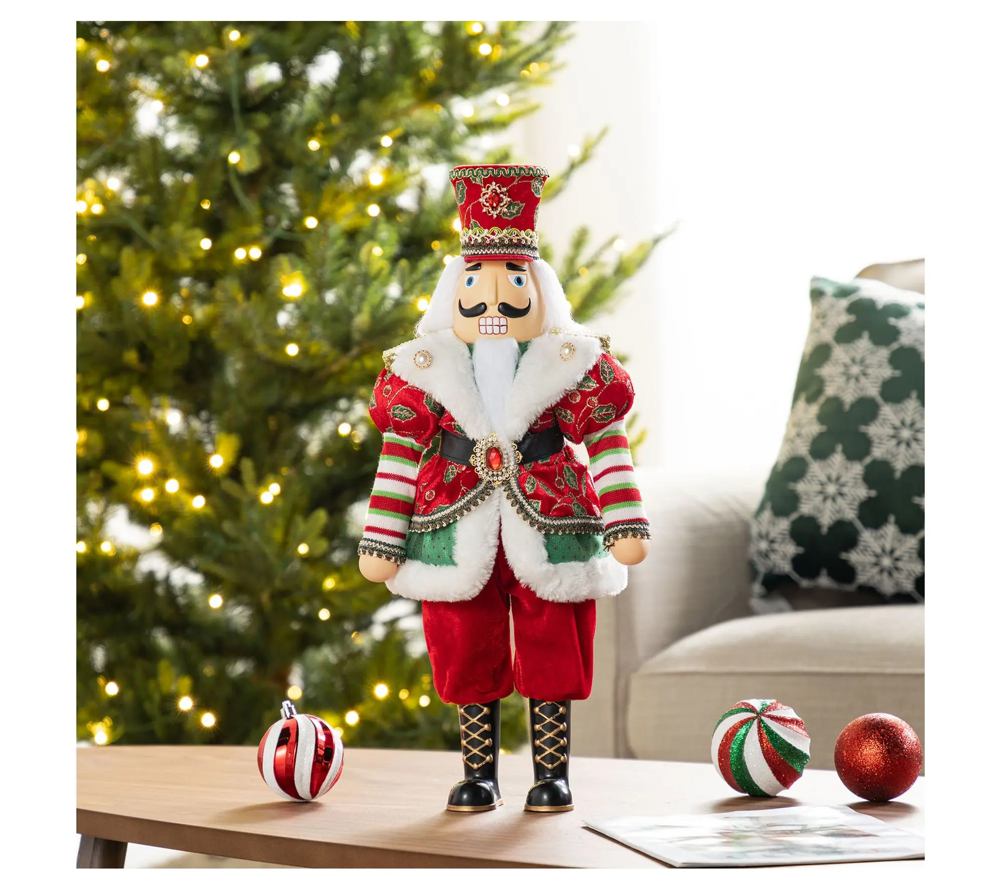 Glitzhome 20"H Faux Fur Christmas Nutcracker Figurine Glitzhome 20"H Faux Fur Christmas Nutcracker Figurine