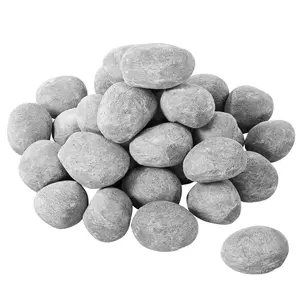 VEVOR Ceramic Fire Pebble Stones, 2-3 inch 30 Pcs Lava Rocks, Reusable Fire Pit Stones Indoor and Outdoor Use, Decorative Firepit Stone for Propane/Gas Fireplace, Stove, Courtyard, Camping