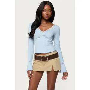 Mathilda Lacey Bell Sleeve Top