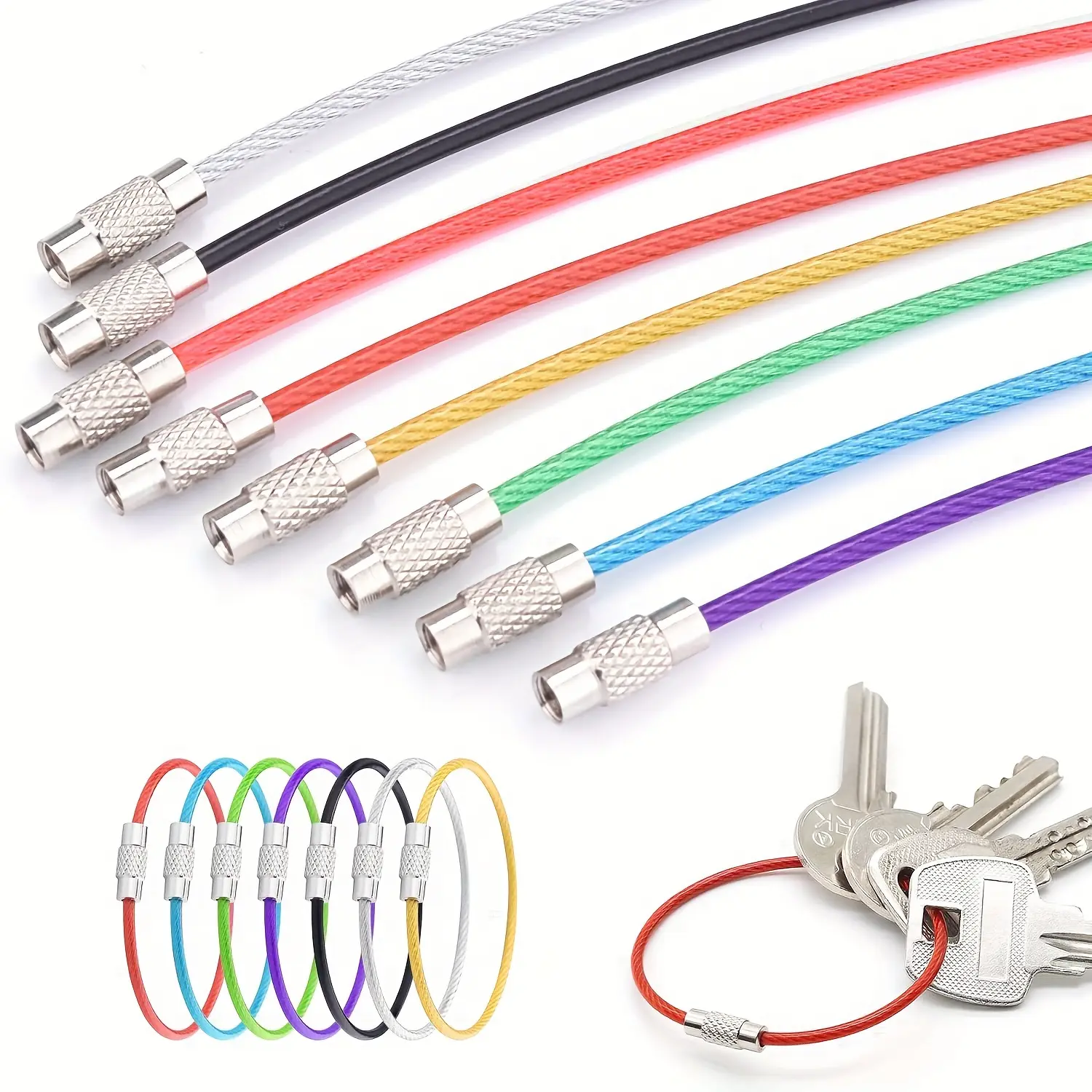 10 Piece Colorful Stainless Steel Keychains Set, Durable and Stylish, Perfect for Daily Use, Portable Key Accessories, Keychain Lanyard, Stainless Steel Keyring, Metal Keychains