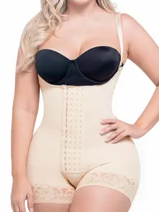 1 Count Women's Shapewear Bodysuit, Fajas, Colombian Shapewear, Adjustable Hooks Closure Body Shaper, Tummy Control Butt Lifting Jumpsuit, Lace Trimmed Bodysuit Solid Color Romper, Elegance, Suitable For Daily Wear, Gym And All Occasions