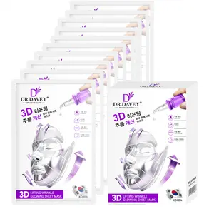 DR.DAVEY 3D Lifting Wrinkle Facial Mask Sheet Facial hydration in all seasons, daily facial care, skin rejuvenation and moisturizing, easy to absorb, non greasy. Men and women can use it for travel, portable, 10 tablets/box