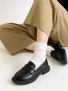 Low Heel Loafers for Women, Vintage Soft Leather, Breathable Anti-Slip, Daily Commute, College Style, Single Shoes