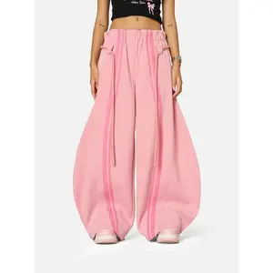 Stripe Super Baggy Sweatpants Oversized Barrel Pants Vintage Wide Leg Elastic Waist Lantern Trousers Unisex 9.21