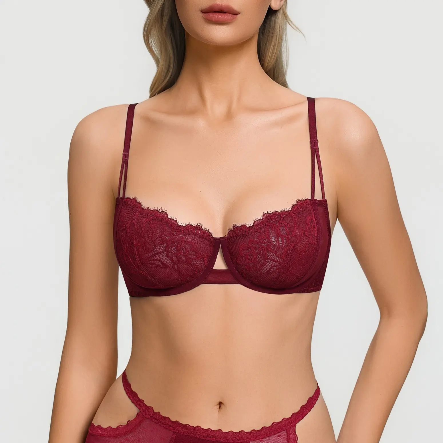 Avidlove Lace Bras for Women Sexy Balconette Lace Floral Bra Sheer Mesh Bras Unlined Underwire Lingerie Bra