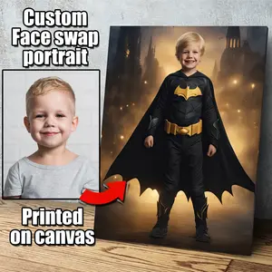 Personalized Superhero Portrait Canvas Print from Your Photo: Turn Your Loved Ones into Superheroes with a Custom-Made Portrait - Room Decor
