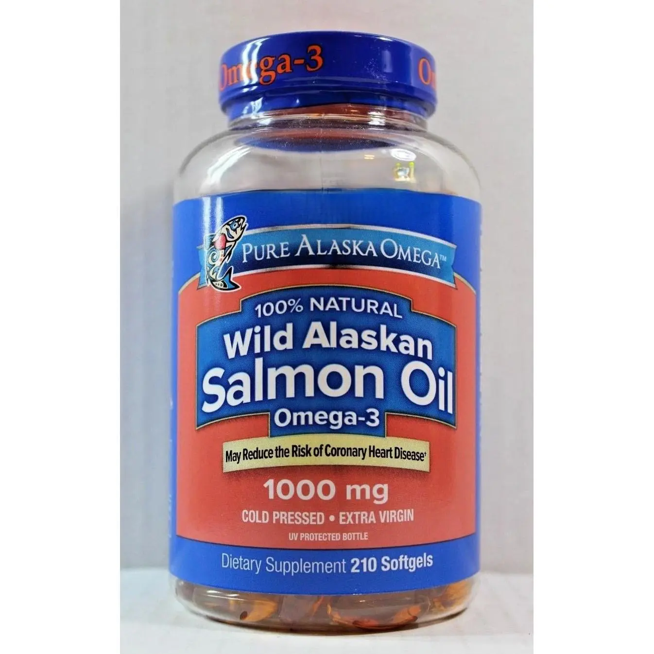 Pure Alaska Omega-3 Wild Alaskan Salmon Oil 1000mg – 210 Softgels Daily Wellness Support Vitamin Dietary Supplement