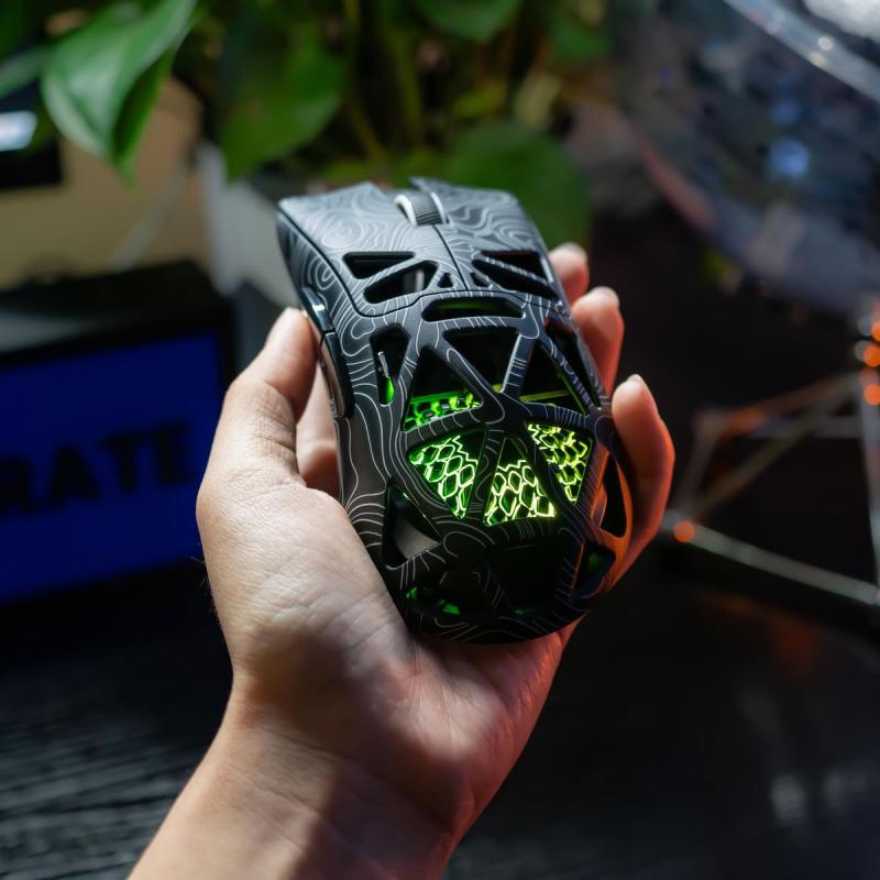 G11 Skeleton Wireless Gaming Mouse PAW3311 RGB Glow Tri-mode Bluetooth Transparent Shell Fast Response Rechargeable FPS Mouse Tiktokshop Lightweight, Gaming with Side Button, Hollowed-out design, White/ Black for Laptop