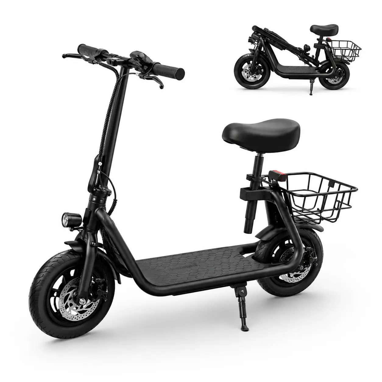 B3 Electric Scooter for Daily Use – Utility & Comfort Design with Wide Deck, Comfort Seat, Rear Basket, and Convenient Hook (Sports & Outdoor Fitness Scooter Equipment)