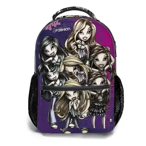 Bratz Annual  Y2K Aesthetic School Backpack for Girls, Cute Cartoon Girl Printed Student Bookbag with Mesh Side Pockets, Large Capacity Casual Daypack and Travel Bag for Kids a-2