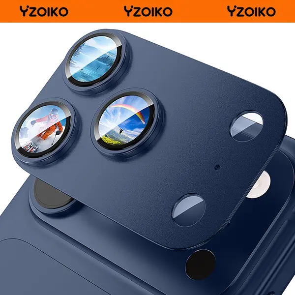 YZOIKO Premium Camera Lens Protector for iPhone 17 Pro, Aluminum Alloy Frame + 9H Tempered Glass, 99% HD Transparency, Anti-Scratch Shockproof, Case Friendly, Accessories, Secure
