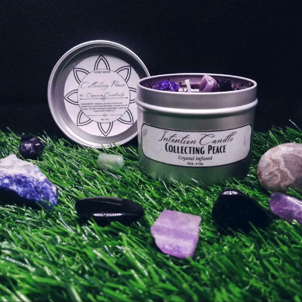 "Collecting Peace" Crystal Infused Intention Candle