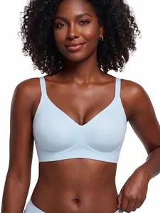 XCVIA Women's Wireless Jelly Bralette No Underwire, Seamless Padded, Strong Support Soft Comfort Everyday T-Shirt Bra, S-2XL Wire-Free