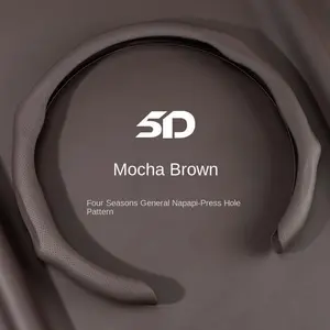 2026 New Brown High-End Napa Leather Car Steering Wheel Cover, Non-Slip, Durable and Breathable for Sweat Resistance, Simple Leather Universal Steering Wheel Cover